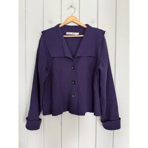 Cameleon Boiled Wool Jacket Blazer L Large Purple Lightweight 100% Wool Plum